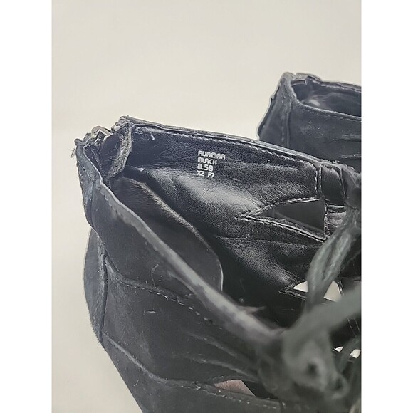 Earth Women's Aurora Size 8.5 B Black Sandals Block Heel Front Tie Back Zipper - Picture 2 of 16